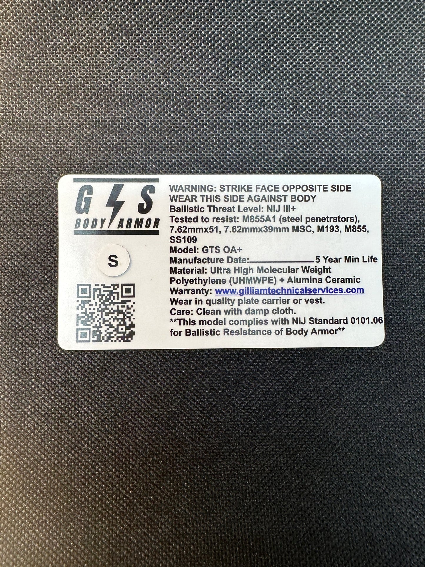 Set of 2, OA+ Series: RF2 (Level 3+) 10"X12" Standard Ceramic Ballistic Armor Rifle Plates - Multiple-Hit Capable and Tested - Gilliam Technical Services, Inc.